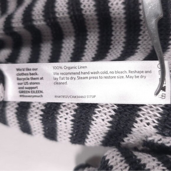 EILEEN FISHER 100% ORGANIC LINEN SS Striped Knit Tunic Top Cover Up Dress MEDIUM - Picture 13 of 13